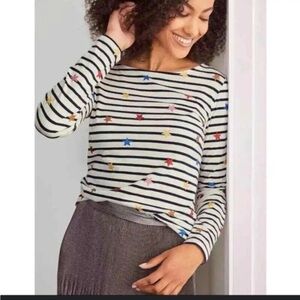 BODEN Long Sleeve Breton Stripes Ahead of the Rest Shirt Polka Dot Top Sz 10